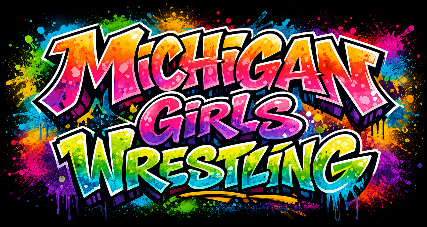 Michigan Girls Wrestling graffiti logo